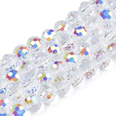 Electroplate Transparent Glass Beads Strands EGLA-N002-15-B03-1