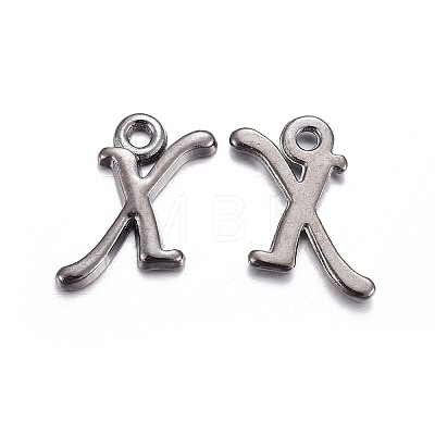 Gunmetal Plated Alloy Letter Pendants LS-PALLOY-J718-01B-X-1