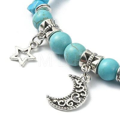 Synthetic Turquoise Chips Stretch Bracelet BJEW-JB09598-03-1