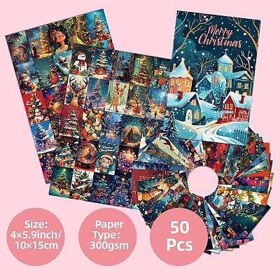 50Pcs Christmas Paper Greeting Cards DIY-P085-15D-1