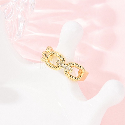 Brass Micro Pave Cubic Zirconia Cuff Open Rings RJEW-F204-01G-1