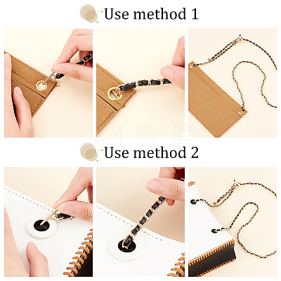 Braided PU Leather & Iron Chain Bag Handles FIND-WH0143-21KCG-01-1