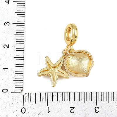 Brass Starfish Shell Shape European Dangle Charms KK-I352-22G-1