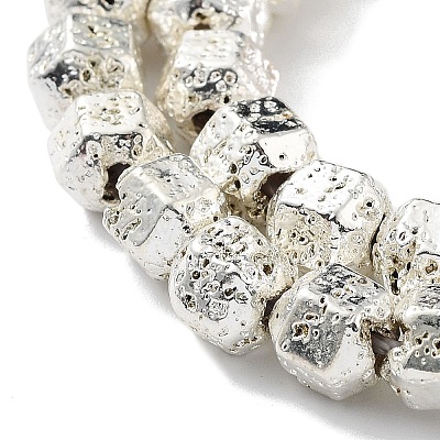 Electroplated Natural Lava Rock Beads Strands G-H303-A10-S01-1