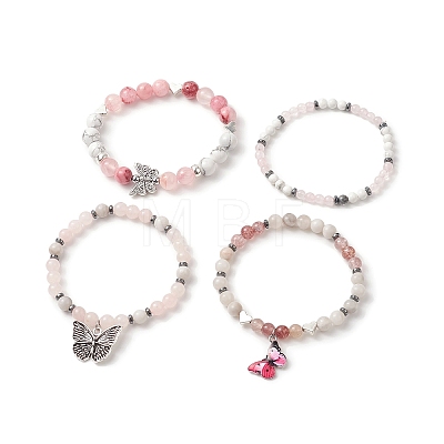 Gemstone Beaded Stretch Bracelets Sets BJEW-JB09283-1