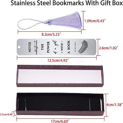 Fingerinspire 2Pcs 2 Style Stainless Steel Bookmarks AJEW-FG0001-58B-1