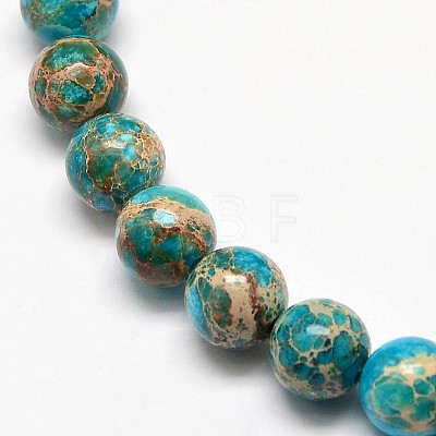 Natural Imperial Jasper Round Bead Strands G-I103-6mm-03-1