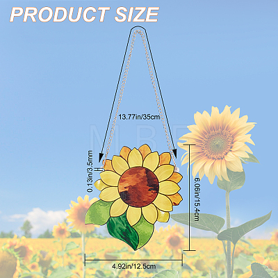 Acrylic Sunflower Pendant Decorations AJEW-WH0258-479-1