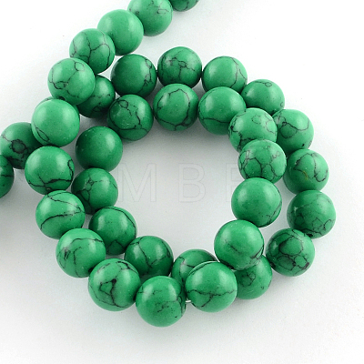 Synthetical Turquoise Gemstone Round Bead Strands TURQ-R035-8mm-02-1