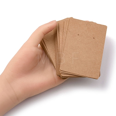 Rectangle Kraft Paper One Pair Earring Display Cards with Hanging Hole CDIS-YW0001-05-1