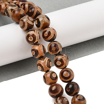 Natural Tibetan 3-Eye dZi Agate Beads Strands G-A240-A03-02-1