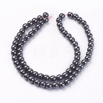 Non-Magnetic Synthetic Hematite Beads Strands G-H1624-6mm-1-1