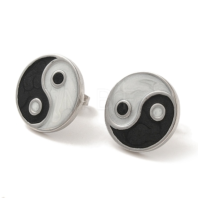 304 Stainless Steel Yin Yang Stud Earrings EJEW-C114-09P-1