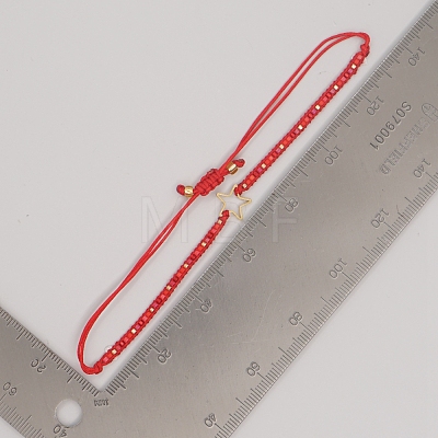 Miyuki Seed Braided Bead Bracelet with Open Star BJEW-P269-31G-1
