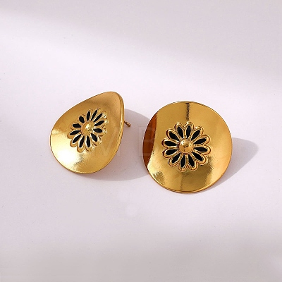 304 Stainless Steel Enamel Stud Earrings WG9395F-02-1