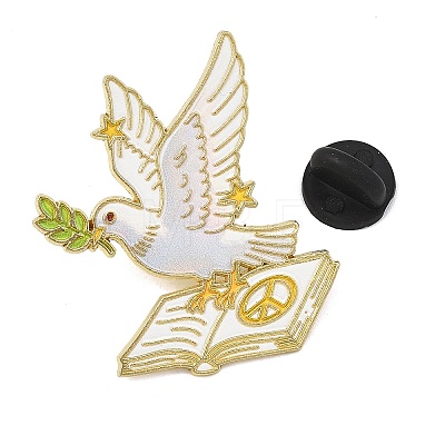Peace Dove with Olive Branch Enamel Brooches AL-I001-01G-03-1