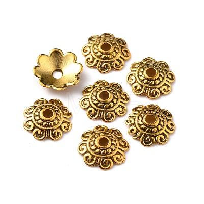 Tibetan Style Alloy Bead Caps FIND-WH0116-06B-AG-1