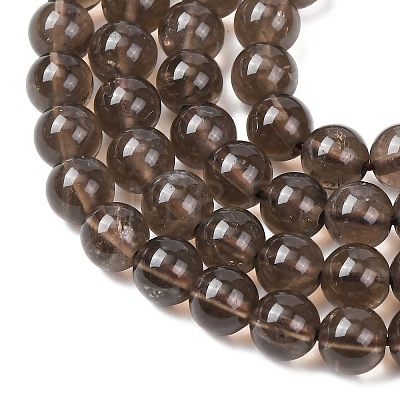 Natural Smoky Quartz Round Beads Strands X-G-E329-6mm-38B-1