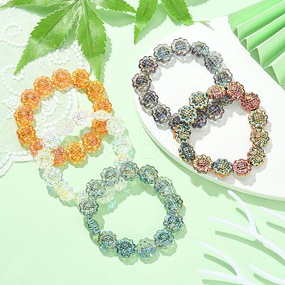 Bling Glass Sunflower Beaded Stretch Bracelets BJEW-JB09498-1