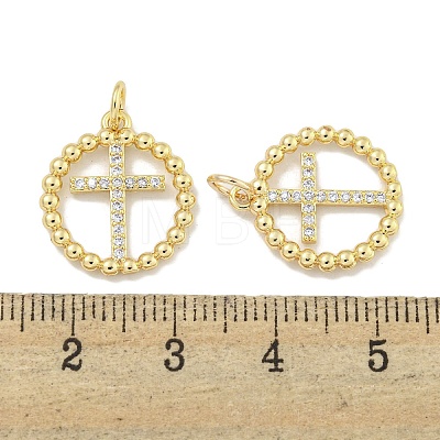 Brass Micro Pave Clear Cubic Zirconia Pendants KK-S386-22G-1