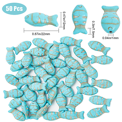 SUNNYCLUE 50Pcs Synthetic Turquoise Dyed Beads G-SC0002-60-1