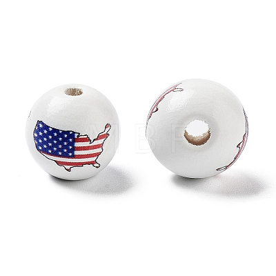 Independence Day Theme Wood European Beads WOOD-M011-07G-1