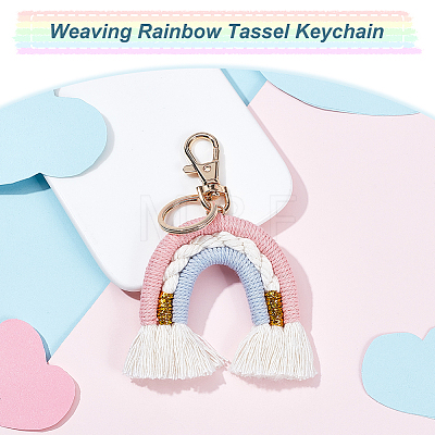 Rainbow Cotton Tassel Keychain KEYC-WH0029-45B-1