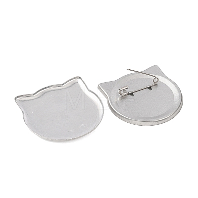 Cat Shape Iron Blank Badge Button Parts IFIN-D004-01P-1