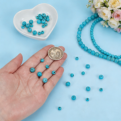 2 Strands 2 Styles Synthetic Turquoise Beads Strands G-PH0003-48D-1