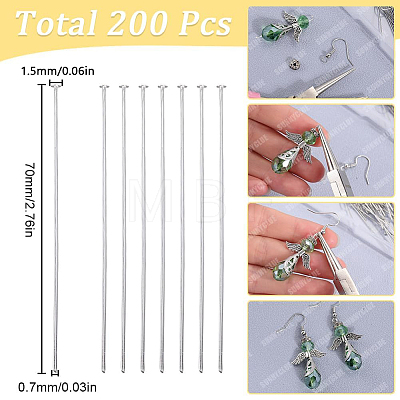200Pcs Brass Flat Head Pins KK-SC0005-26A-1