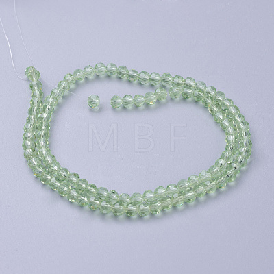 Faceted(32 Facets) Round Glass Beads Strands X-EGLA-J042-4mm-01-1