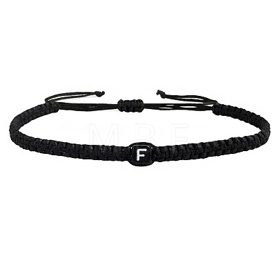 Adjustable Handmade Woven Waxed Cord Braided Bracelets with Acrylic Letter Beads LS-OI4298-6-1