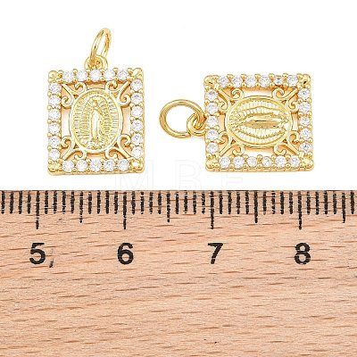 Brass Micro Pave Clear Cubic Zirconia Charms CU-CBAB3AD-03G-02-1