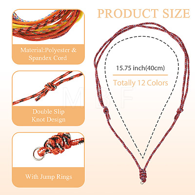 12Pcs 12 Colors Polyester & Spandex Cord Necklace Making AJEW-TAC00070-1