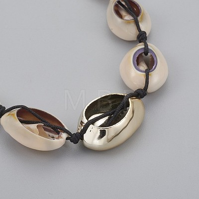Adjustable Cowrie Shell Beaded Necklaces NJEW-JN02278-02-1