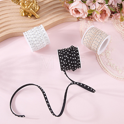 3 Rolls 3 Colors Flat Faux Suede Cord with Alloy Rivets LW-CL0001-08B-1