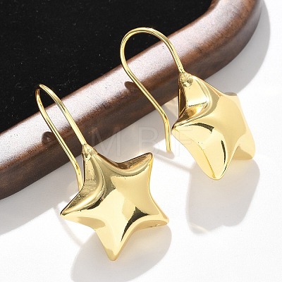 Star Brass Dangle Earrings EJEW-B132-05G-1