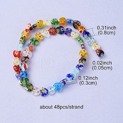 Heart Handmade Millefiori Glass Beads Strands LK-YW0001-07-1