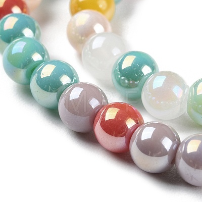 Opaque Electroplate Glass Beads Strands X-GLAA-P056-6mm-A01-1
