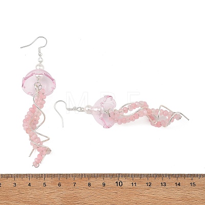 Dyed Natural Malaysia Jade Jellyfish Dangle Earrings for Women EJEW-JE07484-1