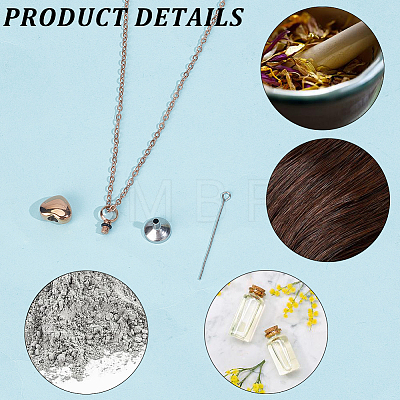 2Pcs 304 Stainless Steel Heart Urn Ashes Necklaces NJEW-CN0001-27-1