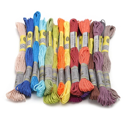 16Bundles 16 Colors Hand-woven Embroidery Cotton Threads PW-WGBC0D6-01-1