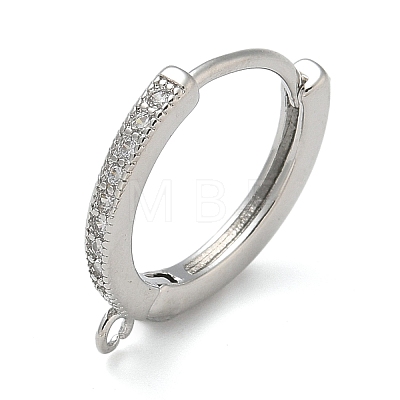 Rack Plating Brass Micro Pave Cubic Zirconia Hoop Earrings Findings KK-K392-33G-1