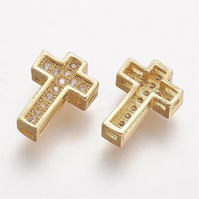 Brass Micro Pave Cubic Zirconia Beads ZIRC-N025-55G-1