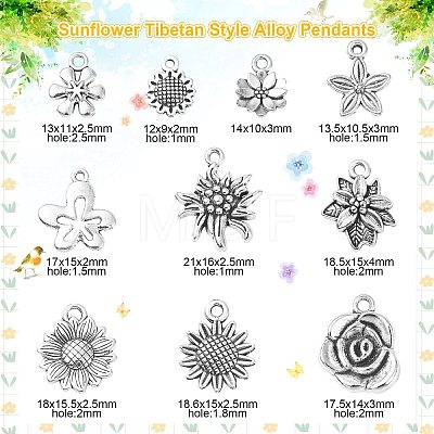 Sunflower Tibetan Style Alloy Pendants TIBEP-CJ0001-09-RS-1