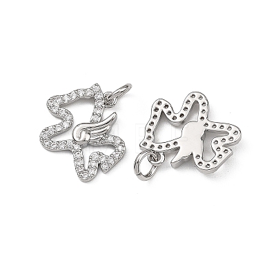 SHEGRACE Brass Micro Pave Clear Cubic Zirconia Charms XGRQ4S052-749P-1
