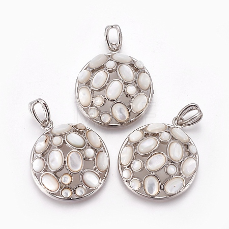 Natural White Shell Mother of Pearl Shell Pendants SHEL-XCP0001-13-1