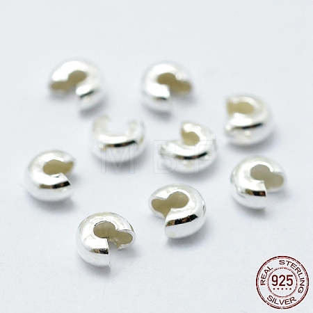 925 Sterling Silver Crimp Beads Cover X-STER-G027-27S-3mm-1
