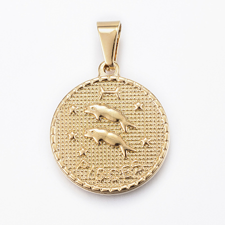 Real 18K Gold Plated 304 Stainless Steel Pendants X-STAS-H372-01E-1