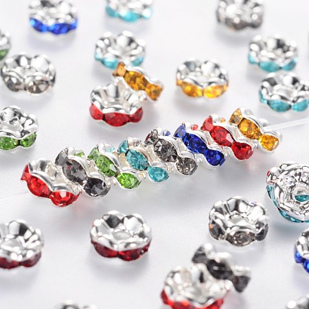 Brass Rhinestone Spacer Beads RB-A014-L6mm-S-NF-1